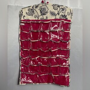 Enchanté Hanging Jewelry Organizer Clear Pocket Hook Storage Pink Floral